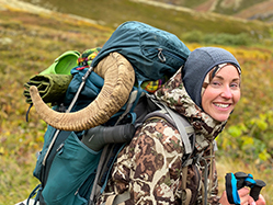 Rachel Crawford packs out her first Dall Sheep Photo by Benjamin Crawford used with permission