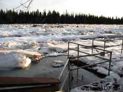 Many angler access structures from Swiftwater Campground to the mouth of the Kenai River were wiped out when a lake that feeds Skilak Lake forced thousands of tons of water and ice down river in the winter of 2006 Mary King photo