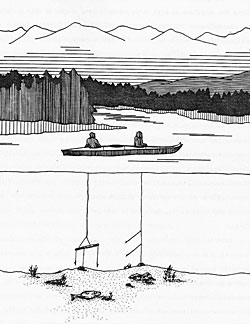 Traditional fishing methods with traditional gear In Port Graham and Nanwalek the lines were called nuakatat and made from smokedried kelp roots rolled tightly together or of sinew The line was attached to a horizontal bar from which several hooks and weights were suspended