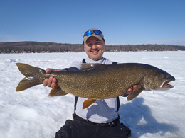 Chris Cox with a 30inch Lake trout from Harding Lake Photo courtesy Dennis Musgraves
