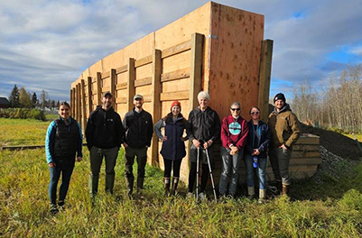 At the new mound and potential swallow colony the plywood reinforcement will be removed to expose the vertical surface for swallows to burrow into From left Eva Allaby ADFampGThreatened Endangered Diversity program Nate Lashomb ADFampGCreamerrsquos Field Migratory Waterfowl Refuge Robert Snowden Alaska Songbird Institute Lauren Puleo Friends of Creamer39s Field strongJerry Lipka with polesstrong Friends of Creamer39s Field Julie Hagelin ADFampGTED Tricia Blake Alaska Songbird Institute and Clint Cooper ADFampGCreamerrsquos Field Migratory Waterfowl Refuge