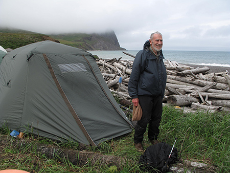 Dave at camp on St Matthew Island 2012 Photo by Ned Rozell
