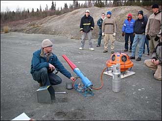 Training responders to use propane cannon and Breco buoy for bird hazing Hazing is done to keep birds and other wildlife away from oil