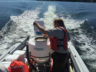 Treating salmon bearing lake for the invasive weed Elodea In rapid response to the discovery of Elodea partners came together to carry out treatment of several lakes on the Kenai Peninsula Early monitoring indicates that the treatment was successful
