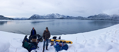 On the beach after the snowstorm