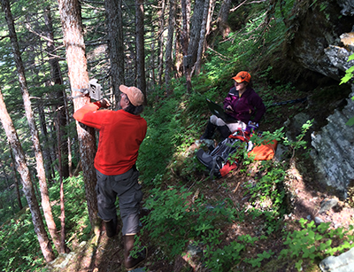 Jeff Jemison and Tory Rhoads set up a motiontriggered camera to document bat activity at Juneauarea roosting sites