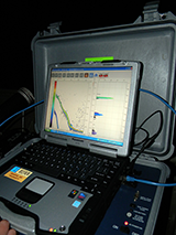 Figure 10. &mdash; View of the computer screen during a nighttime hydroacoustic survey.