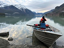 Figure 12. &mdash; Preparing the boat for a hydroacoustic survey.