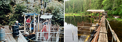 Figure 15. &mdash; Hugh Smith Lake weir photos, taken from two different time periods.
