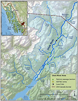 Figure 1. &mdash; Map of the Unuk River drainage.