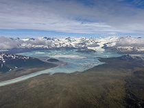 Figure 2. &mdash; Alsek Lake, with the Alsek Glacier in the background.