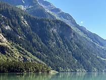 Figure 3. &mdash; The steep walls surrounding Chilkoot Lake.