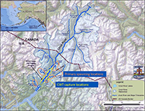 Figure 3. &mdash; Chinook salmon adult & juvenile sampling locations.