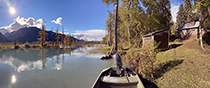 Figure 4. &mdash; A view of the Chilkat Lake weir and main ADF&G cabin.