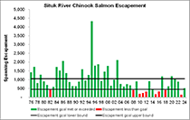 Figure 6. &mdash; Situk River spawning Chinook salmon, 1976 to 2024.