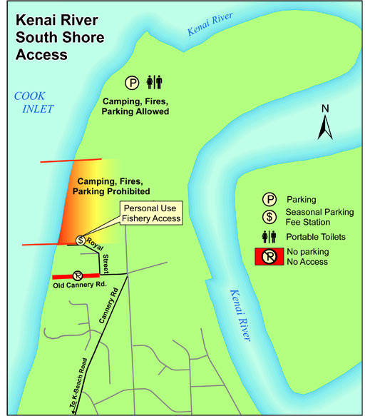 Kenai River South Shore access map.