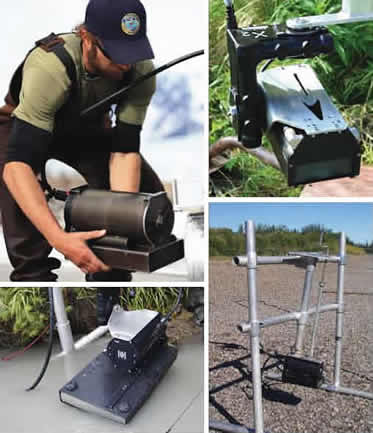 ADFampG uses several models of imaging sonars and lenses to meet the varying needs of its sonar projects In rivers where biologists need particularly highresolution images of fish far from shore for example DIDSON and ARIS are equipped with a highresolution lens lower left as opposed to a standard lens
