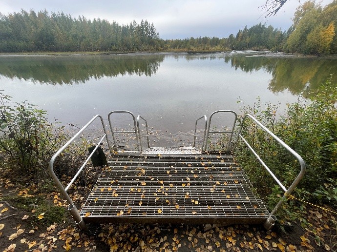 Stairs leading into water boat launch