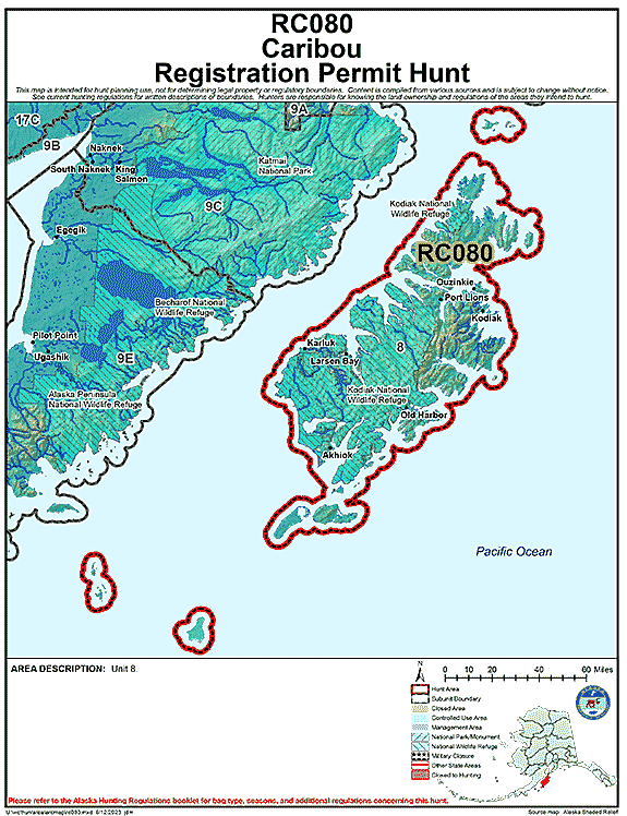 Map of caribou hunt number rc080