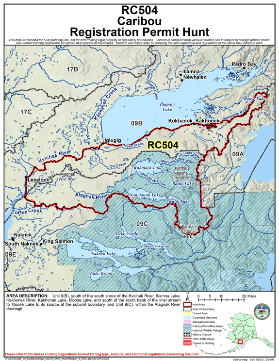 Map of caribou hunt number rc504