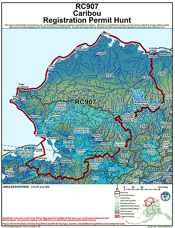 Map of caribou hunt number rc907