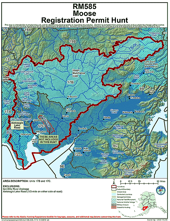 Map of moose hunt number rm585