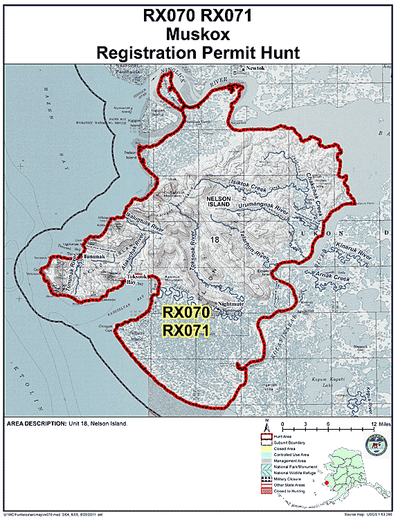 Map of muskox hunt number rx070