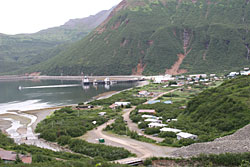 The road to the Chignik landfill affords a good view of town